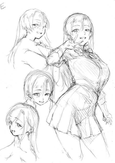 没プロットキャラ案。 ヤリ〇ンビッチ。さすがに某キャラに見た目が寄りすぎてる。別にそれがボツになった理由ではないけれど(笑) 「ビッチだって恋がしたい!」とか「ヤリ〇ンギャルに気に入られて困ってます」みたいな感じのラブコメ描きたい。