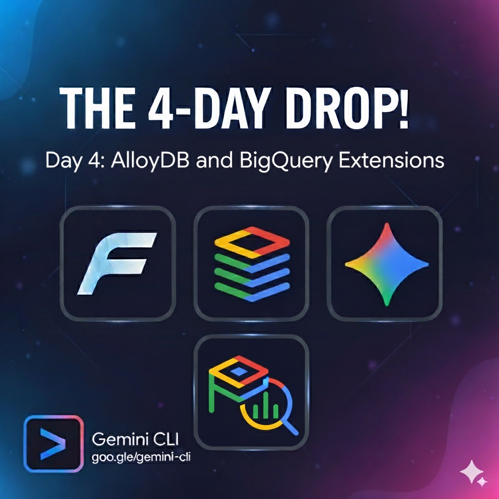 You thought we were done? 😉

Gemini CLI Drop 4: AlloyDB for PostgreSQL and BigQuery extensions for Gemini CLI!

Instantly connect, manage, chat, analyze and query your data with natural language. All from the command line.

AlloyDB for PostgreSQL: github.com/gemini-cli-ext…
