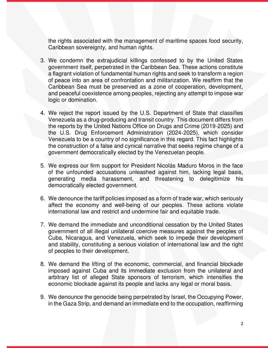 BeliceVenezuel2's tweet image. #Declaration The 26th Political Council of ALBA-TCP reaffirms the Proclamation of Latin America and the Caribbean as a Zone of Peace.

Inspired by the resistance of our  indigenous peoples in the face of colonization; by the emancipatory and anti-imperialist feats of Bolivar.