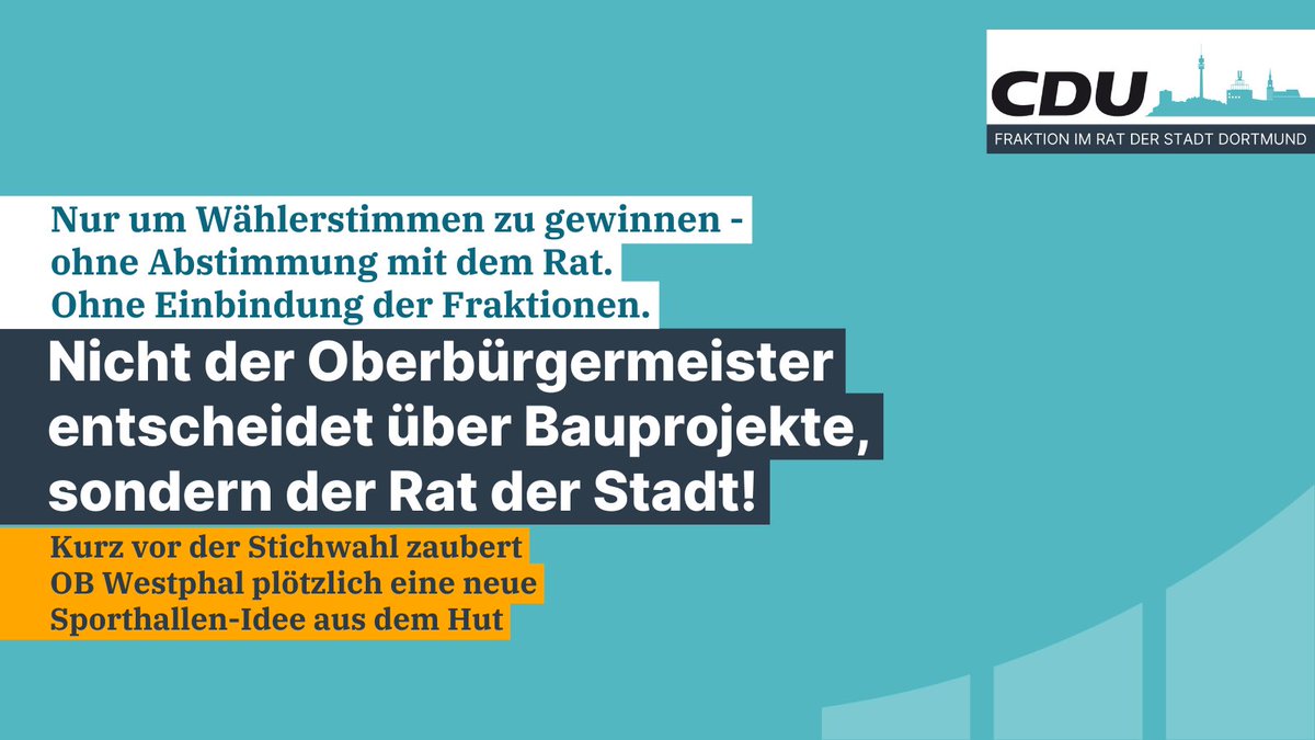 ⚠️ Die CDU-Fraktion Dortmund stellt klar: Nicht der Oberbürgermeister entscheidet über Bauprojekte, sondern der Rat der Stadt: cdu-fraktion-dortmund.de/artikel/nicht-…