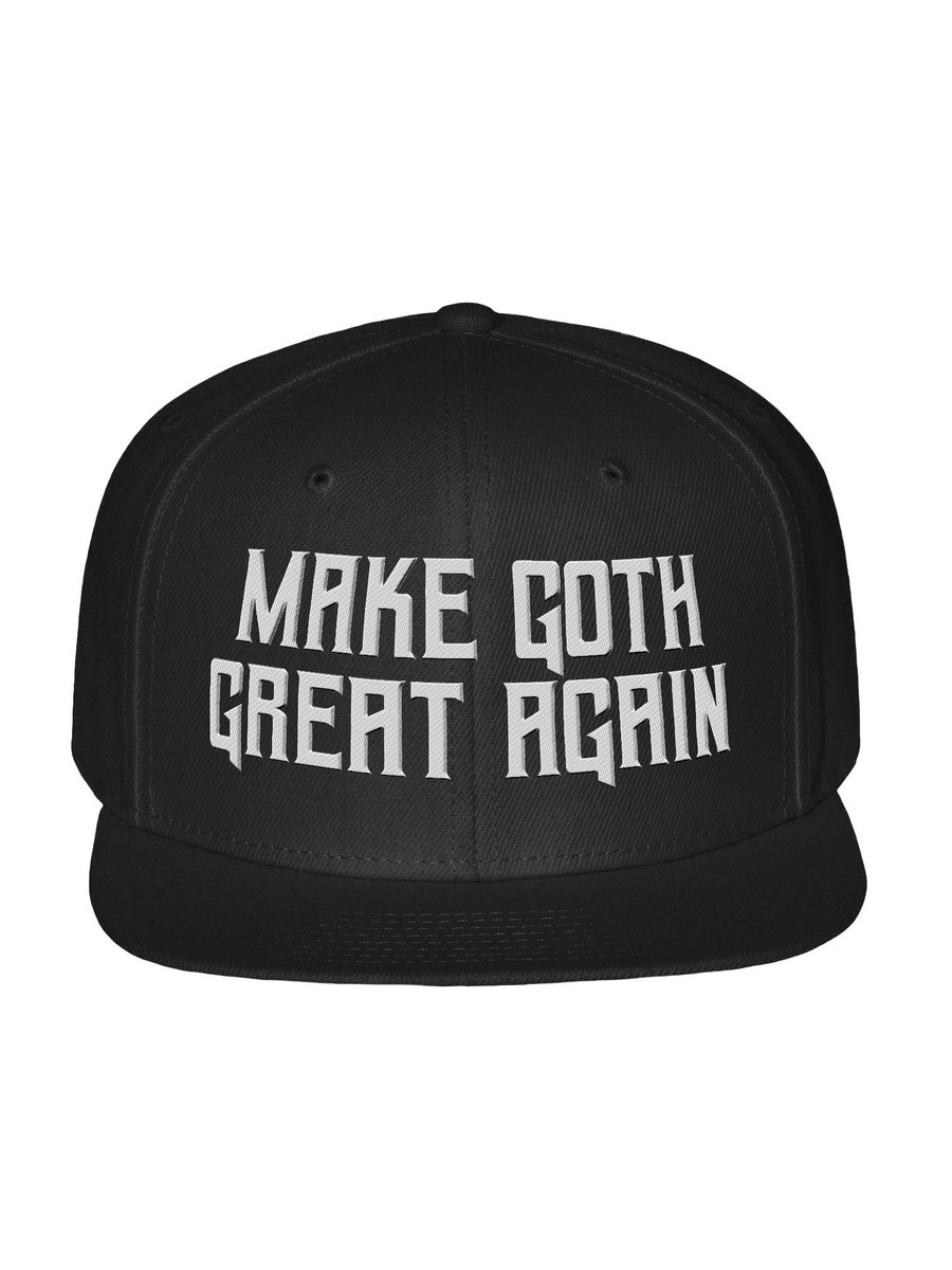 JakeMunro's tweet image. Make Goth Great Again hats AVAILABLE NOW! 

GET IT HERE - jake-munro-shop.fourthwall.com/en-gbp/product…