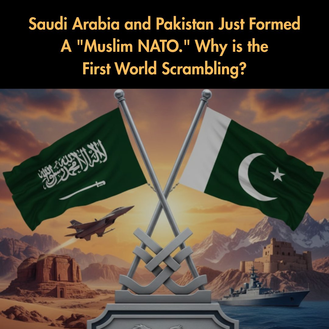 Strategic Mutual Defense Agreement (SDMA) Saudi Arabia &amp; Pakistan Just Formed a "Muslim NATO." Why is the First World Scrambling?

Emerging from the challenges of a shifting geopolitical landscape, PAK-KSA Pact stands as a bold and unified declaration of Muslim unity. 🧵 1/8