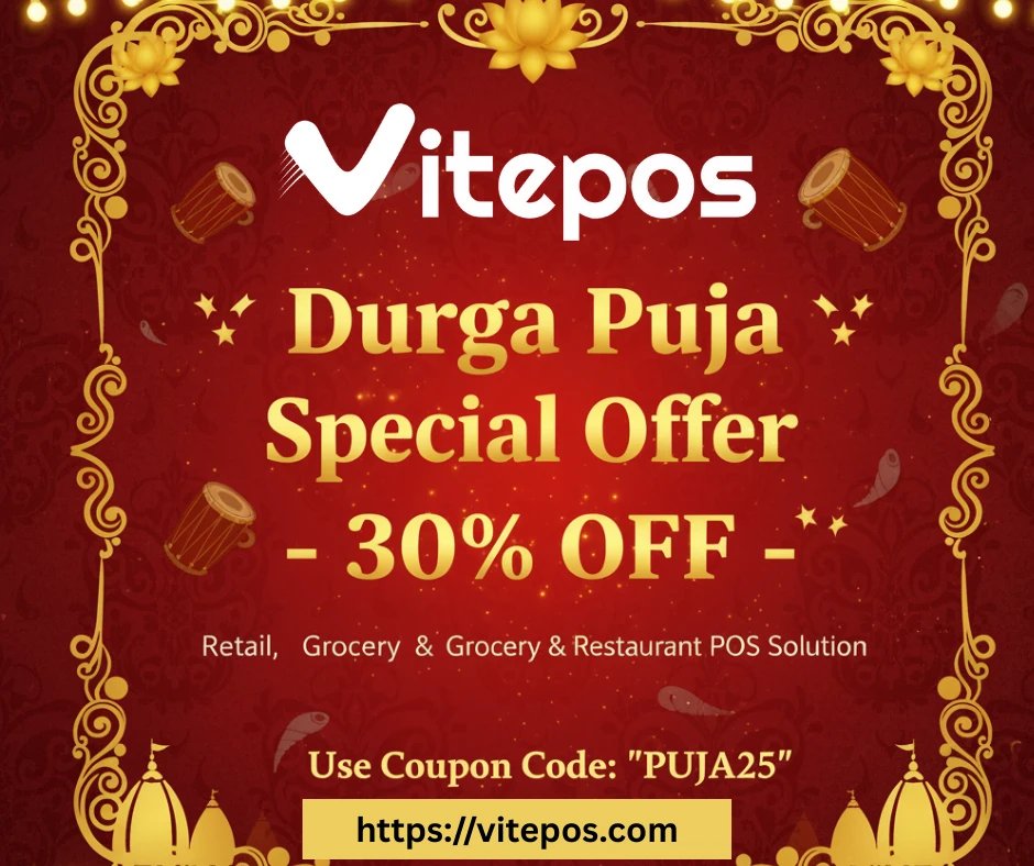APPSBD's tweet image. Durga Puja Special Offer on Vitepos🎉

This festive season, get 30% OFF on Vitepos - your complete Retail, Grocery &amp;amp; Restaurant POS Solution!

Use Coupon Code: PUJA25
Upgrade your business this Puja:
vitepos.com

#Vitepos #DurgaPuja2025 #POS #PujaOffer...
