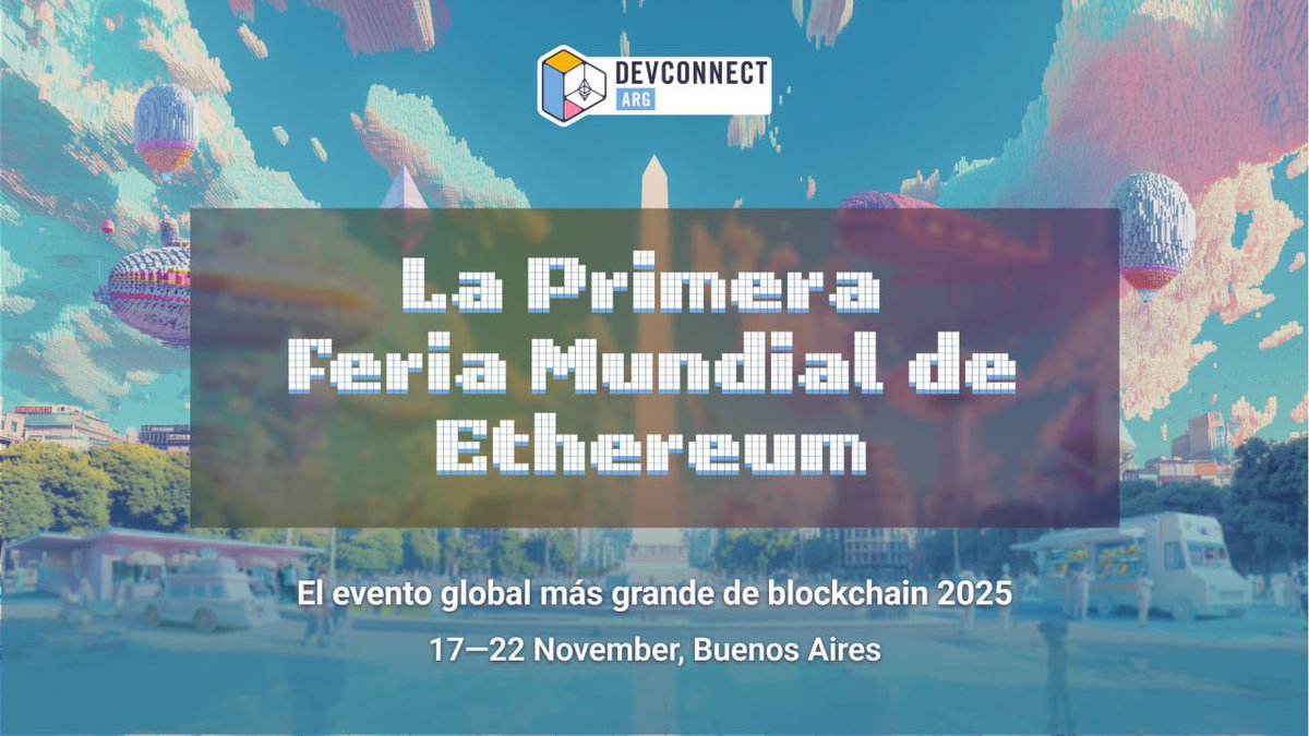 ¡Faltan solo 2 meses para la Primera Feria Mundial de Ethereum en Argentina!🇦🇷

🗓️ 17 al 22 de noviembre 2025
📍La Rural, Buenos Aires.

Algunas cosas para spoilear de <a href="/EFDevcon/">Devconnect ARG - the first Ethereum World’s Fair</a>: 

- Coworking spaces: codea, conecta y comparte ideas (habrá también coworking silencioso)
-