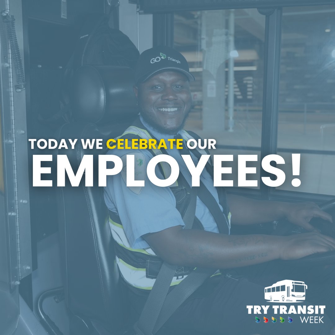 GoTriangle's tweet photo. It takes a whole team to keep the Triangle moving ๐๐จ
From operators & mechanics to planners, customer service & beyondโTHANK YOU to every GoTriangle staff member for your hard work and dedication this #TryTransitWeek ๐
#TryTransitWeek #PublicTransit https://t.co/HmPV5vy972