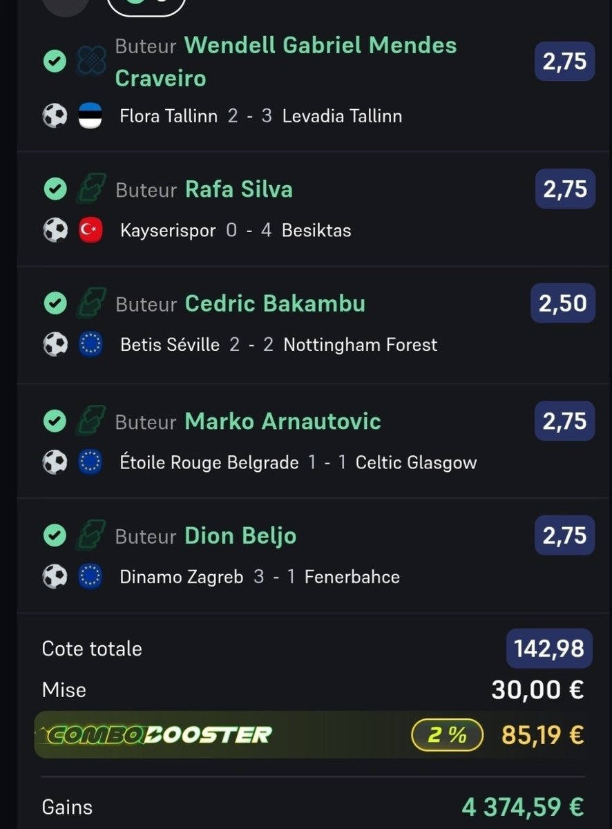 BOOOOOOOM J'Y CROIS PAS 😢

📊 2 grosses cotes validées en moins de 24h ✅

💸  CÔTE À  140 mardi ✅️🔥
💸 CÔTE À 142 hier ✅️🔥

L'équipe si tu veux pas louper nos prochaines grosse côtes, follow <a href="/Pronostyleprono/">PRONOSTYLE 🇨🇵</a> ‼️

100€ a gagné permis RT &amp; comm. 🎁

#TeamParieur