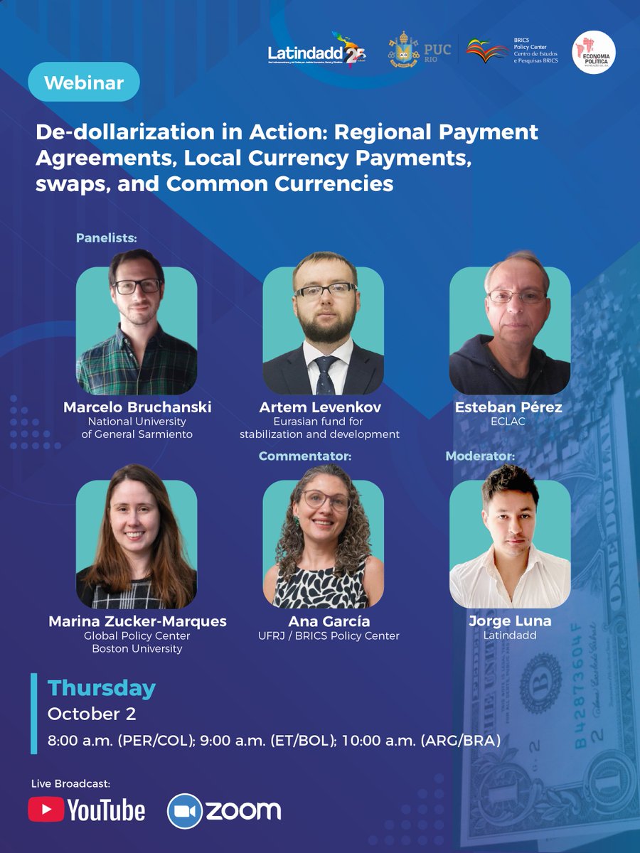 💸 The reliance on the dollar limits the autonomy of the Global South. Today, local currencies, payment agreements and swaps are paving the way towards a more balanced and resilient system. 🌎

👉 Discover the keys to de-dollarization. Register here: bit.ly/4my047q