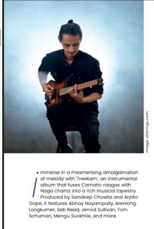 Arpito Gope (@arpitogope) on Twitter photo If you are flying Indigo this month, you will read about Treekam. Nagaland's finest guitarist Arenlong is featured as well. Listen to Treekam at
lnkfi.re/Treekam
<a href="/CmoNagaland/">CMO Nagaland</a> <a href="/abumetha/">abu metha</a> <a href="/thejameru/">𝔗𝔥𝔢𝔧𝔞 𝔐𝔢𝔯𝔲</a> <a href="/TafmaNagaland/">TaFMA</a> If you are flying Indigo this month, you will read about Treekam. Nagaland's finest guitarist Arenlong is featured as well. Listen to Treekam at
lnkfi.re/Treekam
<a href="/CmoNagaland/">CMO Nagaland</a> <a href="/abumetha/">abu metha</a> <a href="/thejameru/">𝔗𝔥𝔢𝔧𝔞 𝔐𝔢𝔯𝔲</a> <a href="/TafmaNagaland/">TaFMA</a>