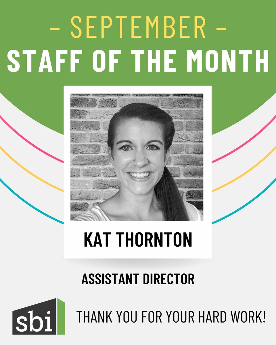 ✨ Staff of the Month: September ✨

Join us in celebrating Kat Thornton! Since April, Kat has successfully onboarded four new team members while evaluating their training progress and tailoring schedules to ensure each person was set up for success. Way to go, Kat! 👏

#SBIStaff