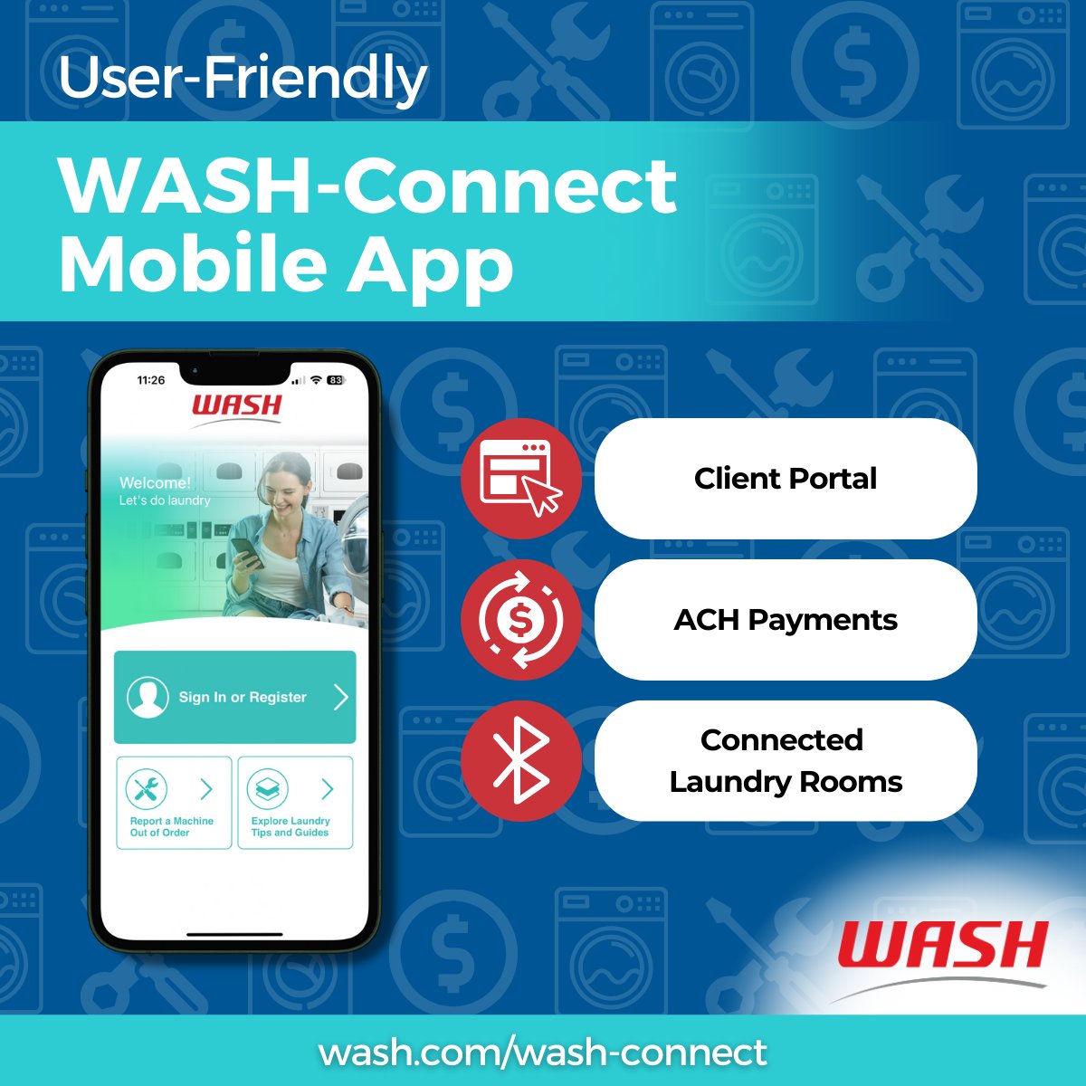 #DidYouKnow We offer 360º digital solutions for #multifamily #LaundryRooms? Experience reliable performance, security &amp; fully connected laundry rooms that provide real-time data so property managers are always in the loop anytime, anywhere. #LearnMore: wash.com/wash-connect