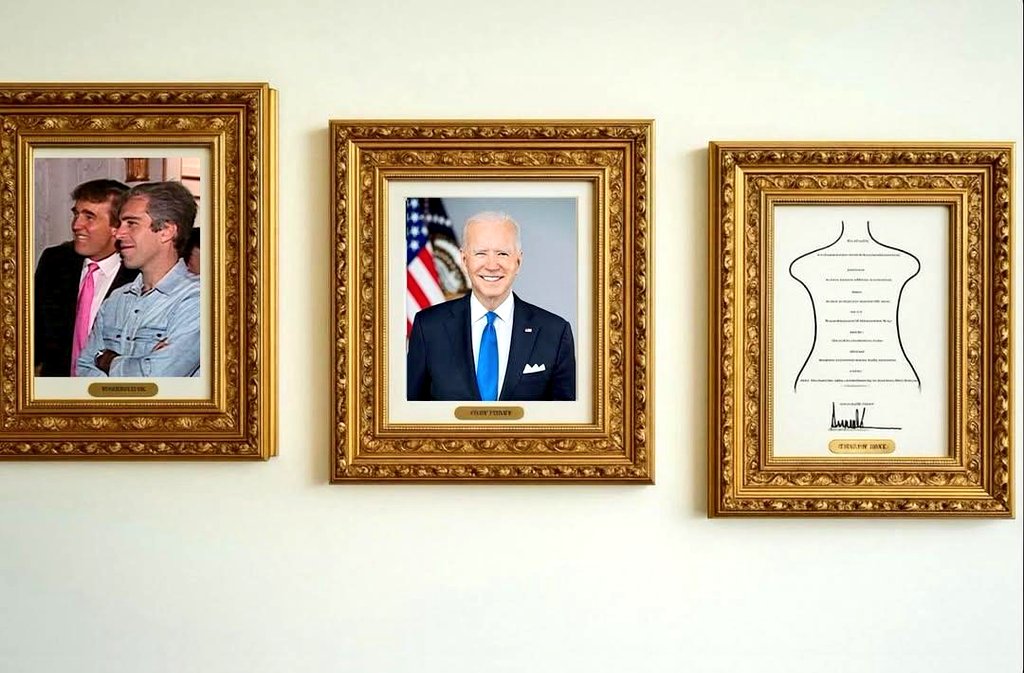 President Joe Biden the honorable, flanked by two Pedo's and a cunt.

#JoeBiden
#EpsteinFiles 
#Trump