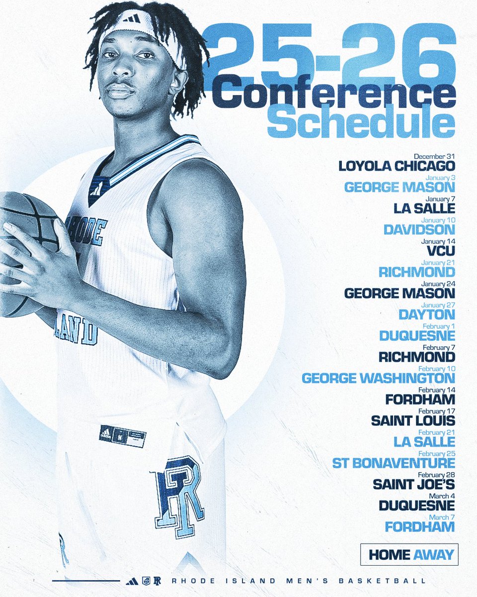 🚨 𝐂𝐨𝐧𝐟𝐞𝐫𝐞𝐧𝐜𝐞 𝐒𝐜𝐡𝐞𝐝𝐮𝐥𝐞 𝐃𝐫𝐨𝐩 🚨

A-10 play begins in the <a href="/TheRyanCenter/">The Ryan Center</a> on New Year's Eve! 

Click the link below or call 401-874-RAMS to secure your tickets today.

𝐓𝐢𝐜𝐤𝐞𝐭 𝐏𝐚𝐜𝐤𝐚𝐠𝐞 𝐈𝐧𝐟𝐨:  shorturl.at/ULTbA

#GoRhody // #ALLIN