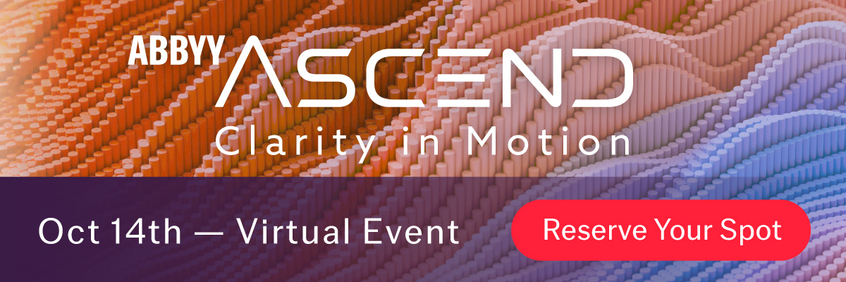 ABBYY_Software's tweet image. Join us for ABBYY Ascend 2025.2 on October 14 and learn how our latest innovations in #ProcessIntelligence and #DocumentAI provide “Clarity in Motion.” 

Register and learn more about our one-hour, exclusive event: hubs.li/Q03K-Mh20