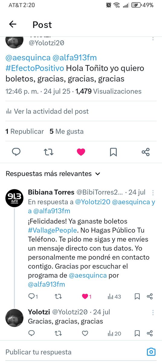 Yolotzi20's tweet photo. @aesquinca @alfa913fm #OtoñoenAlfa Hello
Oye Toñito yo gane boletos para un concierto pero se canceló puedo participar ahorita?? https://t.co/E9EWZ2q67u