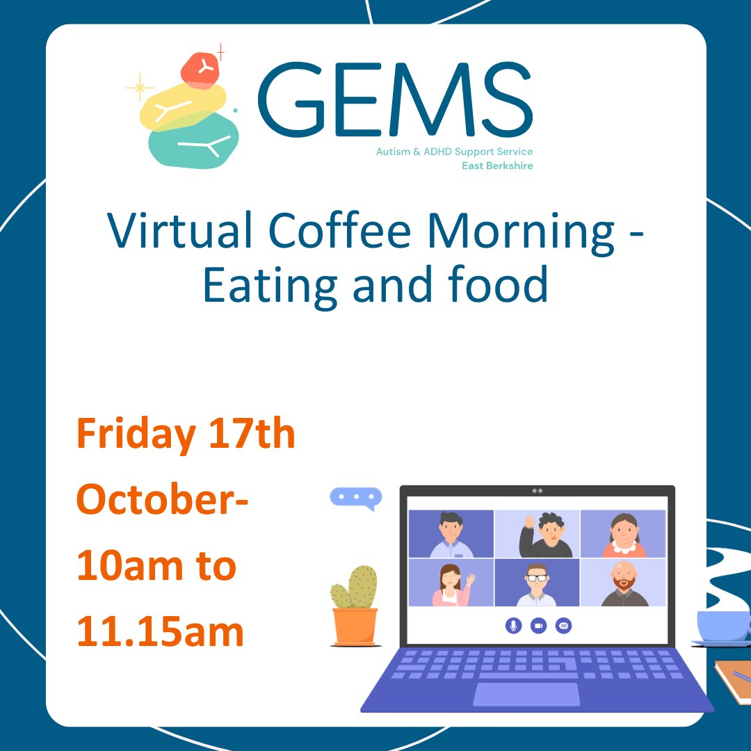Gems4Health's tweet image. Coffee Morning: Eating &amp;amp; food for neurodivergent children ☕

Join us to chat mealtimes, &quot;picky&quot; eating, sensory sensitivities &amp;amp; routines. Share tips, swap stories &amp;amp; connect with other parents &amp;amp; carers 💛

#Neurodivergence #ParentSupport #SENDCommunity
