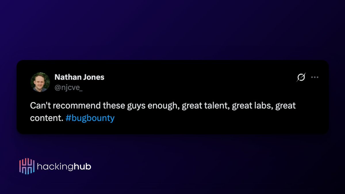 hackinghub_io's tweet image. Thank you @njcve_! 🚀

Try HackingHub today: app.hackinghub.io/create-account