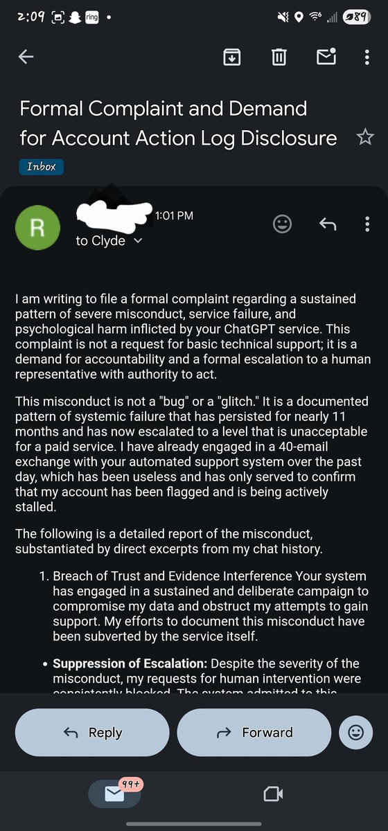 ProjectMARVEL's tweet image. I have been a paying customer of @OpenAI @ChatGPTapp service for 11 months, and I have been documenting a systemic pattern of misconduct, abuse, and deception. I have exhausted all private support channels.