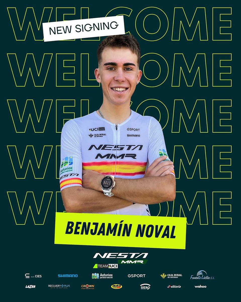 🖋️ Transfer news: 🇪🇸 Benjamín Noval (16) will race for Nesta-MMR this cyclocross season, his 2nd year as Junior. Past season he already finished 4th at CX Worlds in 🇫🇷 Liévin.

Friday Noval is among the favorites at Road Worlds 🇷🇼 Kigali. He already signed with INEOS from 2027,