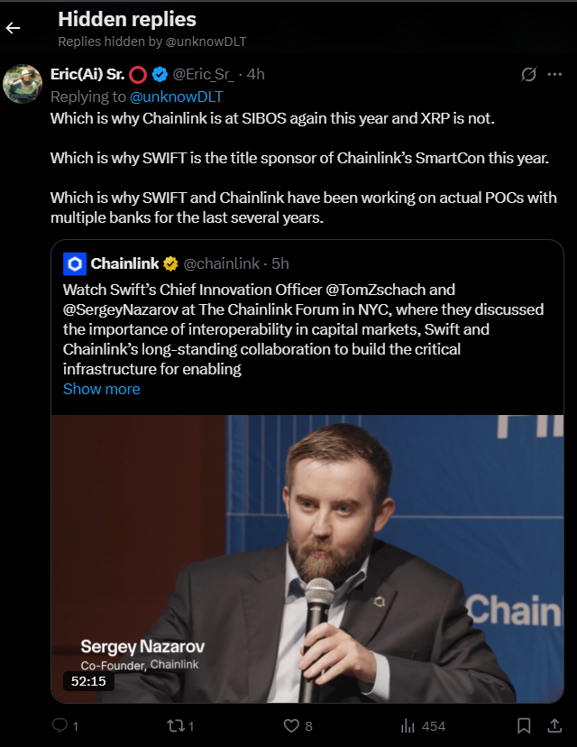 $XRP why you hiding replies <a href="/unknowDLT/">{x}</a> ? Truth hurts huh?