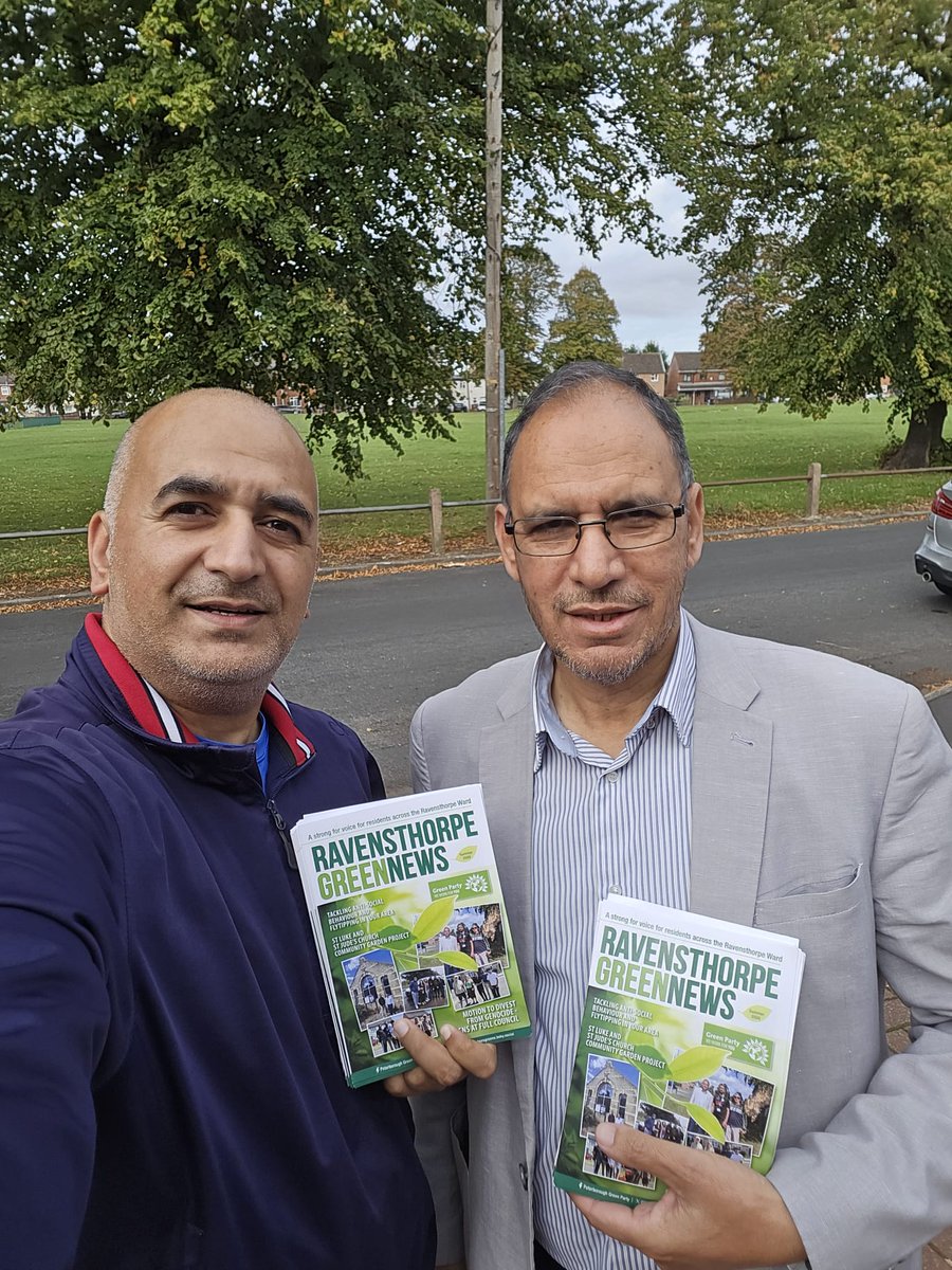 Cllr Imtiaz Ali (Orton Longueville) and Cllr Mohammed Rangzeb (Ravensthorpe) were out this evening delivering our Summer/Autumn 2025 edition of Green News. 

If you would like to help deliver our newsletters then do get in touch with the Peterborough Green Party!