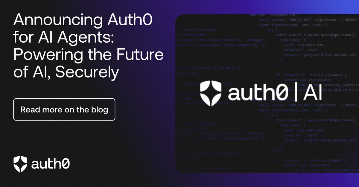 auth0's tweet image. AI agents move fast ⚡ but can you trust them with critical data?

At #Oktane25 we announced: #Auth0 for AI Agents GA in October 🎉
🔑 Secure login
⚡ Token Vault
✅ Human-in-the-loop approvals
📂 Fine-grained auth for RAG

👉 Learn more: bit.ly/4pHHFYE #AI