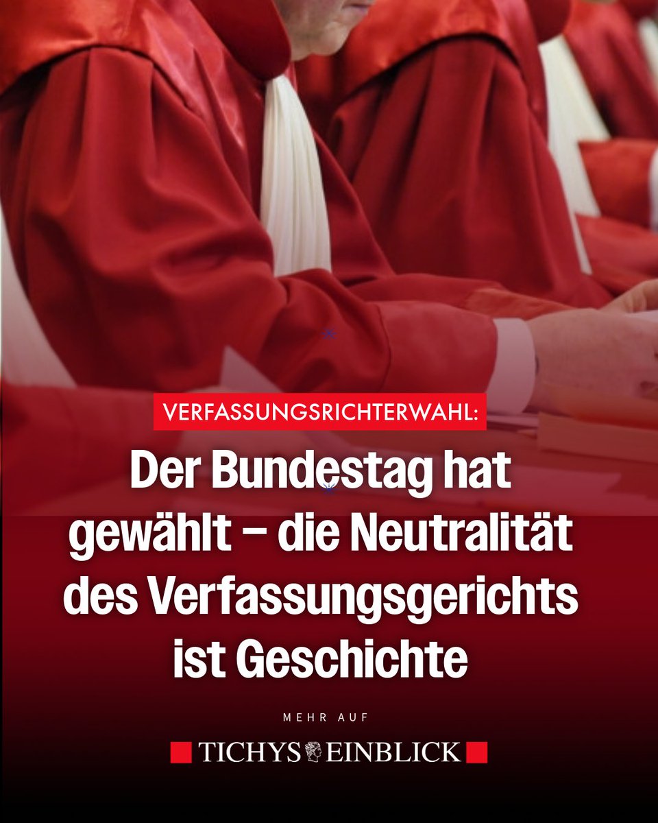 Handstreich im Bundestag. Mit geänderter Wahlprozedur wurden alle drei Verfassungsrichter durchgewinkt. Doch das schwache Ergebnis für den Unionskandidaten zeigt, dass nur der Parteienstaat gerettet wurde. Die Demokratie blieb auf der Strecke.
tichyseinblick.de/daili-es-senti…
