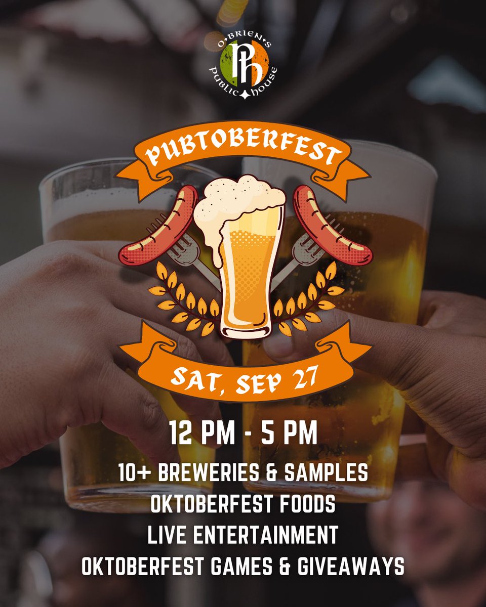 BREWERIES. MUSIC. GAMES. GOOD TIMES!

PUBTOBERFEST 2025 takes over the Pub in Downtown Shakopee on Saturday, Sept 27 from 12–5 PM!

Here’s what’s on tap:
 • 10+ breweries pouring samples
 • Live entertainment all afternoon
 • Games &amp; giveaways
 • Authentic Oktoberfest foods