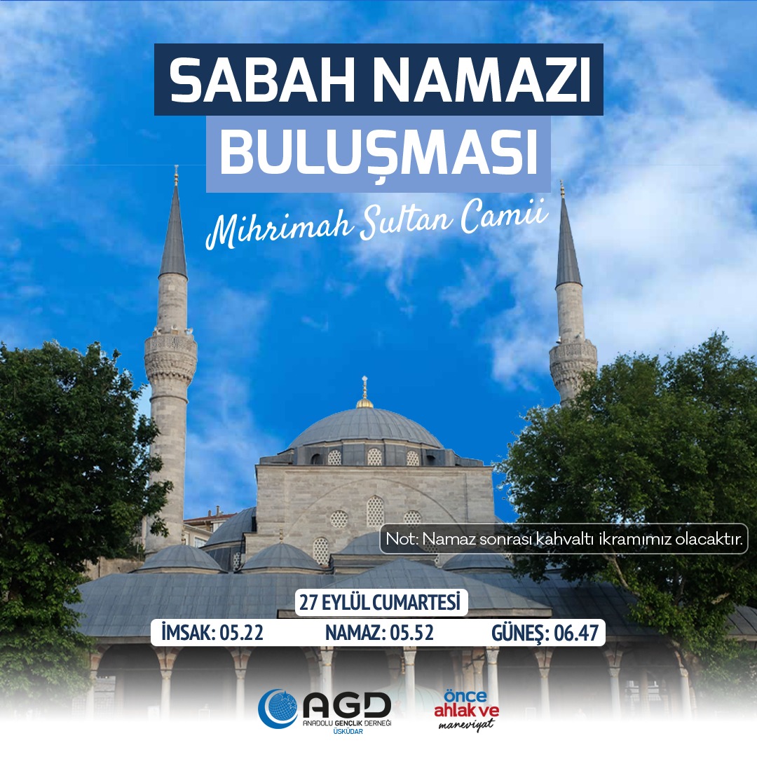 agduskudarr's tweet photo. Gönüllerimizin ferahlığı, sabahın bereketiyle buluşuyor! 
Yeni bir güne birlikte başlamak için sabah namazında buluşuyoruz. 
Sizi de bu güzel manevi atmosferde bizimle olmaya davet ediyoruz. 🌙✨ 
Namaza Duruş Vakti: 06:15 https://t.co/FmotFn7Q1q