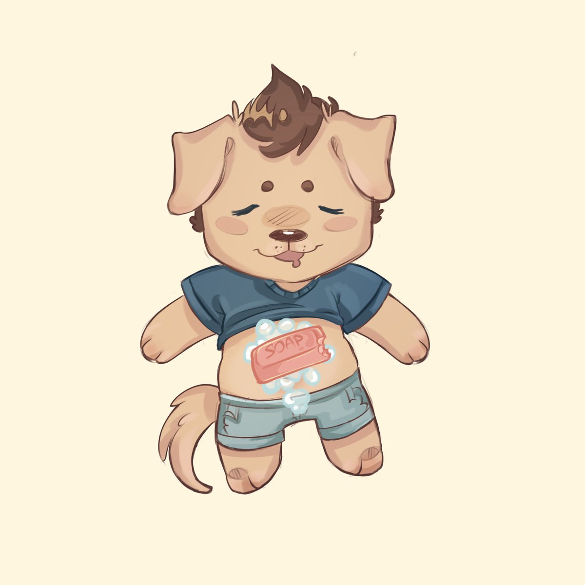 fluffizer's tweet image. Wash his belley! I actually made it into a video it’s on my tiktok 🩷