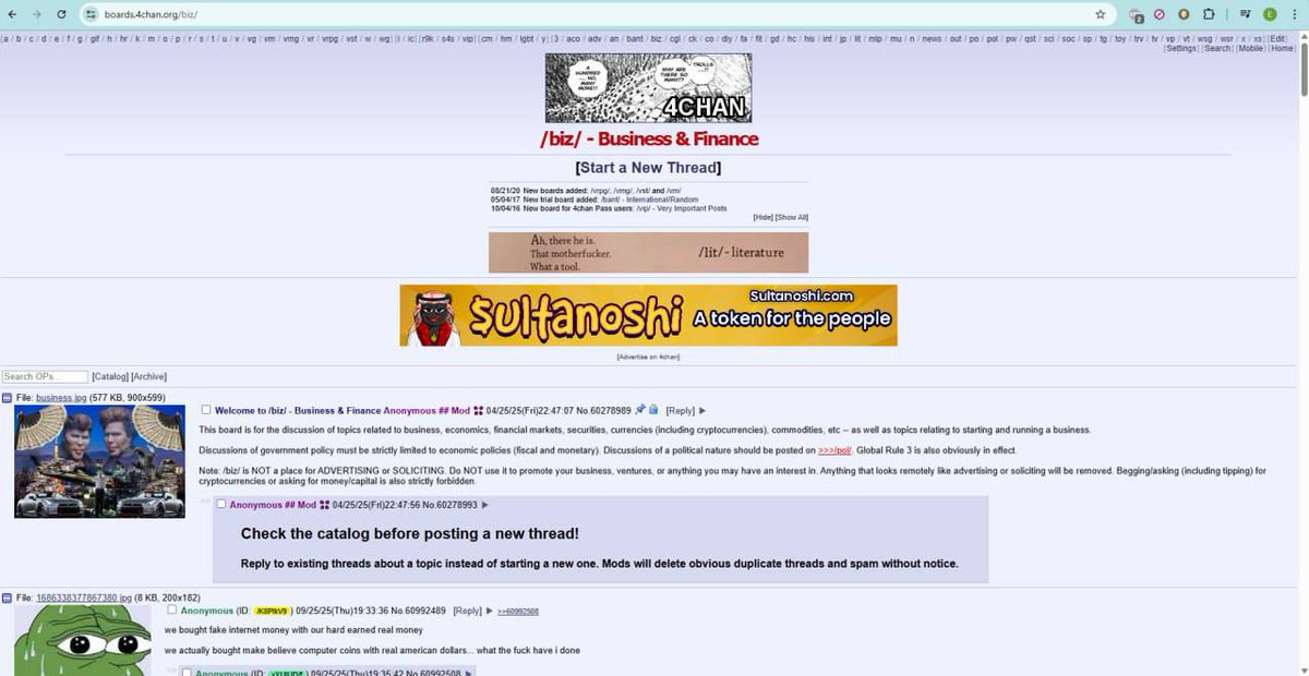 Sultanoshi's tweet photo. 4chan ads on business and finance is live for #STOSHI https://t.co/H5HQzNfC5e