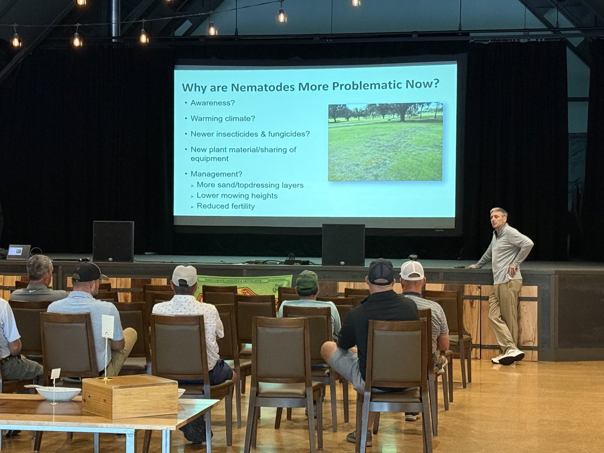 Dr Jesse Benelli with the Envu Green Solutions team giving a great talk on nematodes at the Howard Fertilizer fall customer event. ⁦<a href="/EnvuGolfUS/">Envu Golf US</a>⁩ ⁦<a href="/HowardCarolinas/">Howard Fertilizer of the Carolinas</a>⁩ ⁦<a href="/JJBenelli/">Jesse Benelli</a>⁩