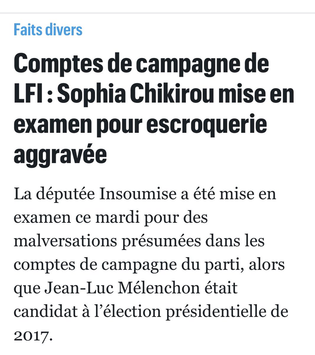 Sophia Chikirou a, devant le juge, « dénoncé l’acharnement dont elle fait l’objet depuis sept ans »

« Pas une seule de ces accusations n’a le moindre fondement concret »

Gardez vos leçons de cancres.