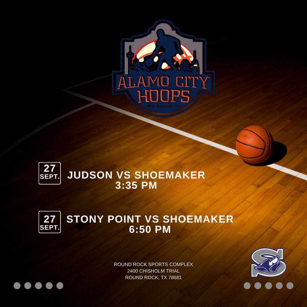 Shoemaker Grey Wolves 🐺 🏀 Basketball with some late September Pre-Season Shoot Out competition at the Sports Center Field house in Round Rock , Texas this weekend Saturday September 27th @ 3:35pm &amp; 6:50pm. Let’s Go Grey Wolves!!