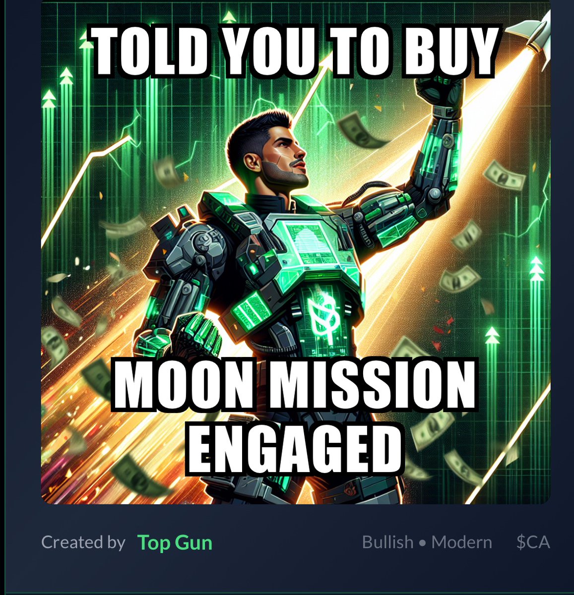 CR0BULL's tweet image. TOLD YOU TO BUY
MOON MISSION ENGAGED

Meme by Top Gun 🎖️ #CroArmy #CA #Cronos #CryptoMemes
@CronosArmy212