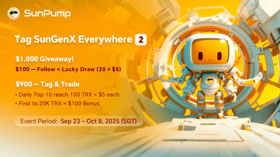 Fueling the Meme Revolution: SunGenX’s Airdrop Brings TRON’s Wild Energy to Life

SunGenX is setting X ablaze, turning viral tweets into TRON meme coins with a single tag. It’s September 25, 2025, and TRON’s already a beast—$30B daily trading, $82B in USDT, 330M users, and a $28B