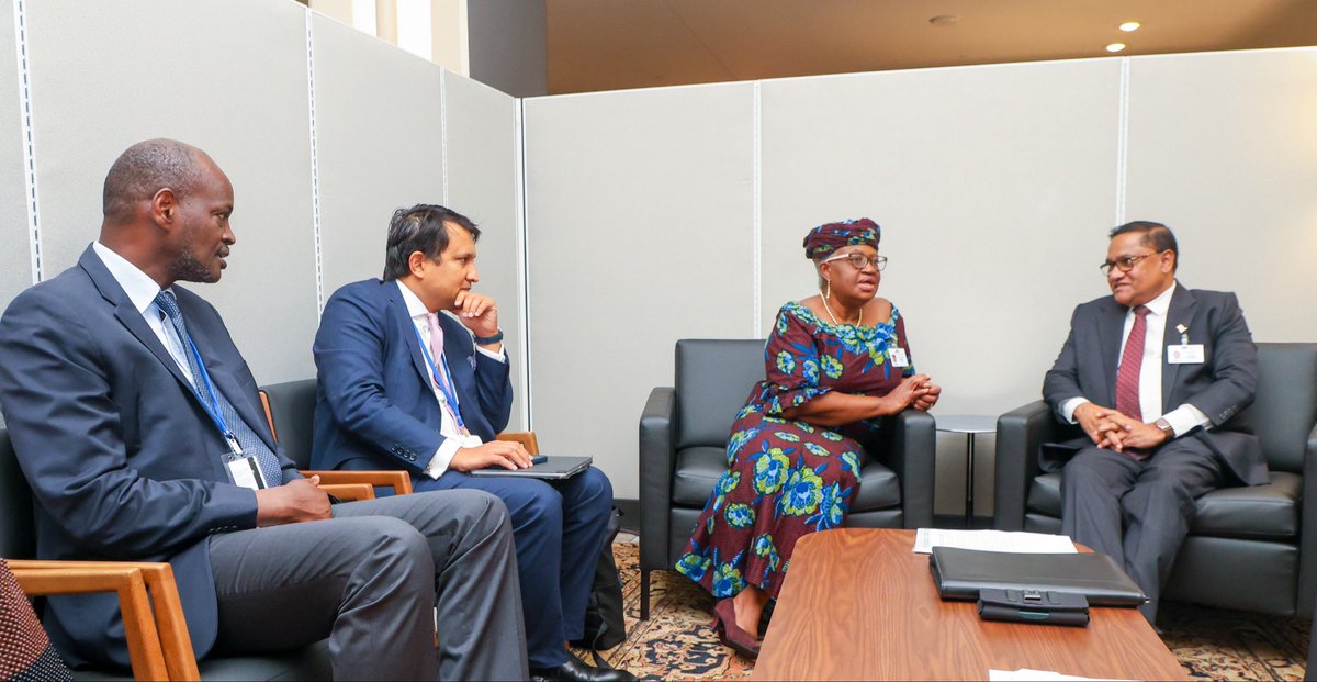 Ngozi Okonjo-Iweala (@noiweala) on Twitter photo Discussing the present trade conjuncture, the positive developments as well as the challenges with H.E <a href="/HMVijithaHerath/">Vijitha Herath</a>, Foreign Minister of Sri Lanka. Also focused on the agenda for reform at the WTO. Discussing the present trade conjuncture, the positive developments as well as the challenges with H.E <a href="/HMVijithaHerath/">Vijitha Herath</a>, Foreign Minister of Sri Lanka. Also focused on the agenda for reform at the WTO.