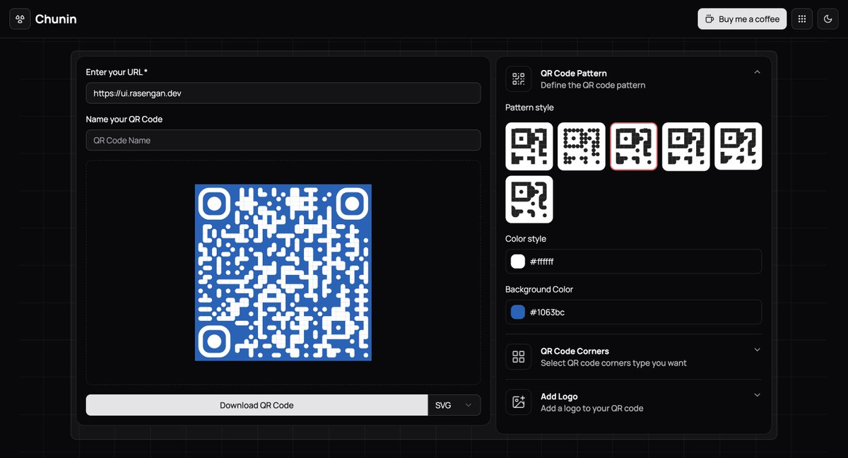 DilaneKombou's tweet image. I&apos;m building a QR Code Generator 🔥

This is made with @rasenganjs and @shadcn 

You could customize it as you want with ease.

The app will be available on the weekend 🙃