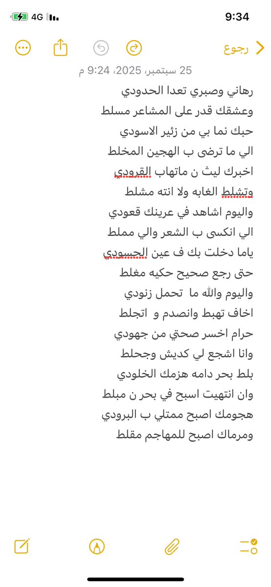 رهاني وصبري تعدا الحدودي 
وعشقك قدر على المشاعر مسلط
حبك نما بي من زئير الاسودي
الي ما ترضى ب الهجين المخلط
اخبرك ليث ن ماتهاب القرودي 
وتشلط الغابه ولا انته مشلط
واليوم اشاهد في عرينك قعودي 
الي انكسى ب الشعر والي مملط
ياما دخلت بك ف عين الحسودي
#الشباب_الخلود 
#مروض_القاف