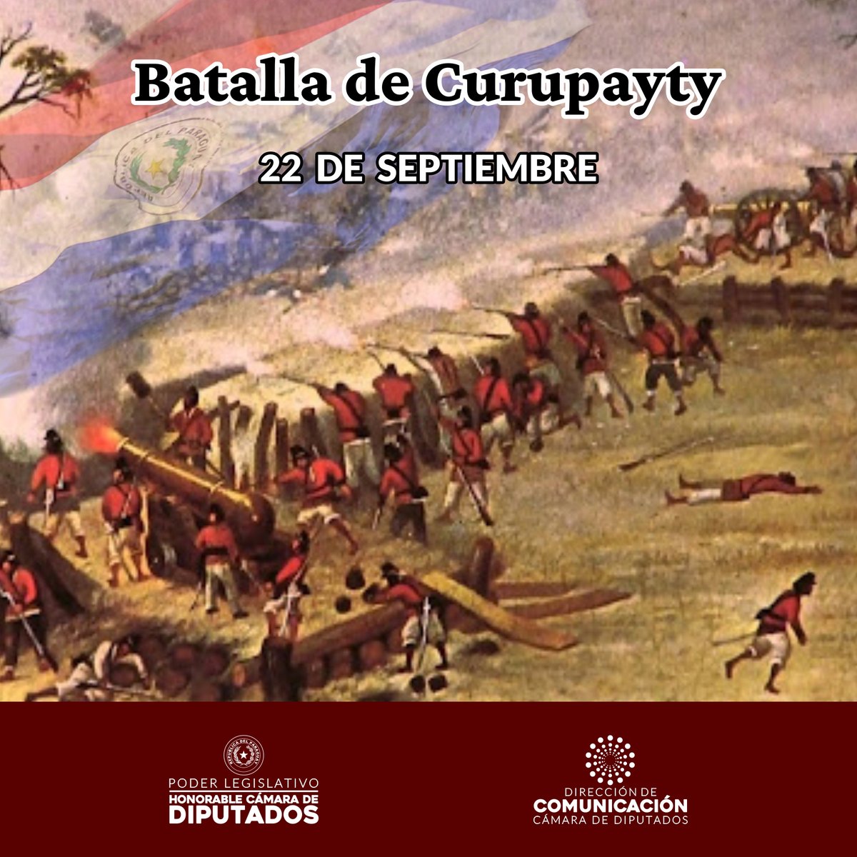 Diputados declara de interés cultural y patriótico la victoria de la Batalla de Curupayty

(Redacción: Prensa - Dirección de Comunicación). A instancias del diputado Rubén Rubín (Independiente-Central), la Cámara de Diputados aprobó, durante su sesión ordinaria pasada, un