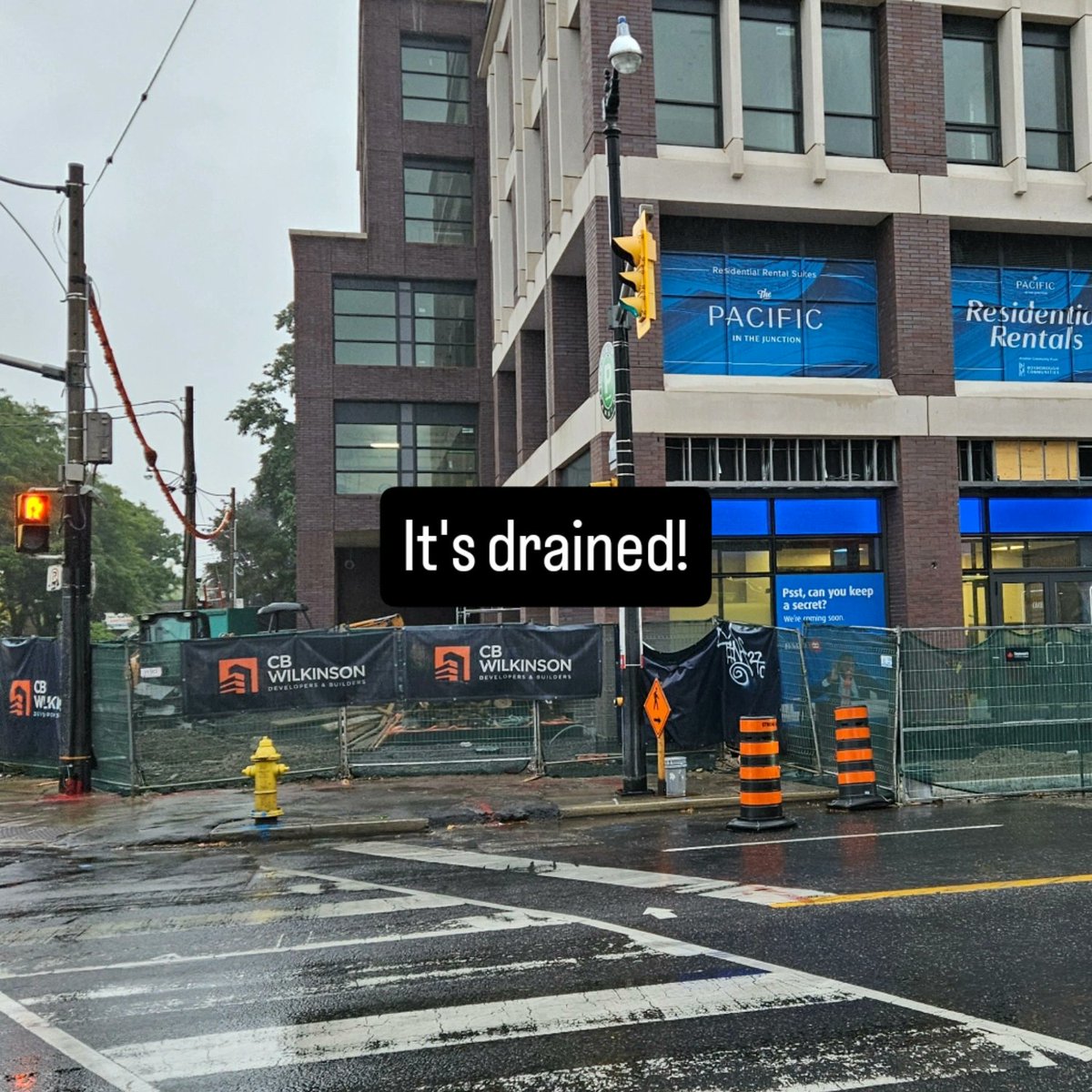 The previous flooding at Dundas and Pacific has been repaired and is now draining.   Finally.

Also...find further Junction updates on Instagram <a href="/spottedjunction/">Spotted in Junction</a>