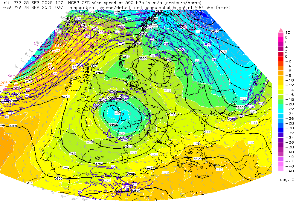 Niż górny na południe od układu wyżowego więc możemy powiedzieć o tzw. Blokadzie Rexa. Widać zresztą wyraźnie literę "S" :). Oczywiście taka sytuacja nad Europą środkową eliminuje wszelakie opady etc...Dobrze, że słońca sporo, chociaż wiem, że nie wszędzie niestety.