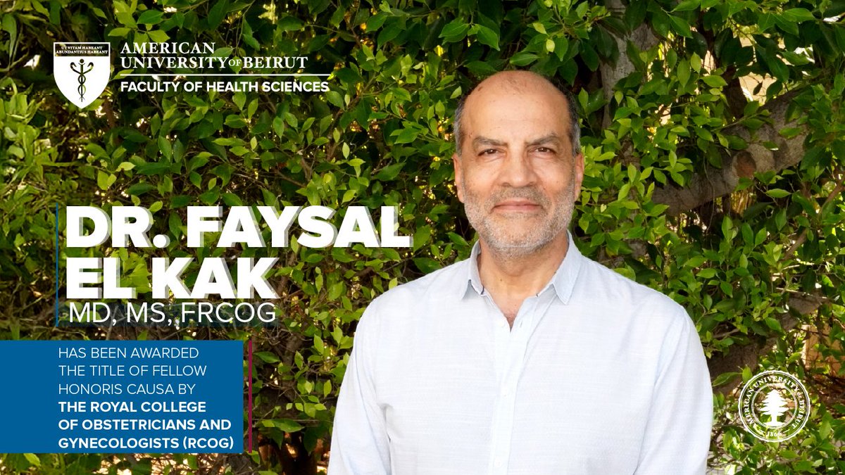 FHS Faculty, Dr. Faysal El-Kak, has been awarded the title of Fellow Honoris Causa by the Royal College of Obstetricians and Gynecologists (RCOG).
This honor highlights his leadership in advancing women’s healthcare and sexual and reproductive health.
👉aub.edu.lb/fhs/news/Pages…