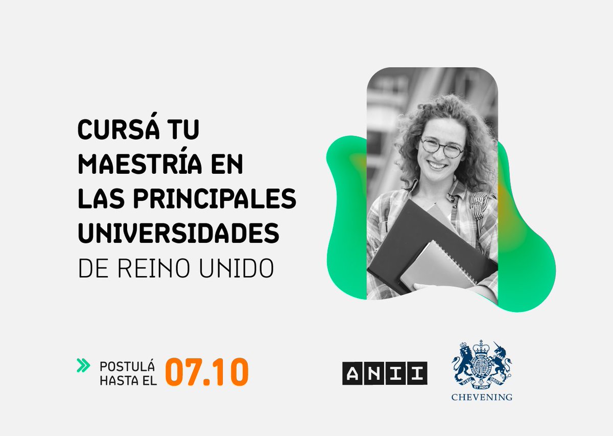 ¿Soñás con estudiar tu maestría en Reino Unido? 🇬🇧
Postulá a al programa de becas ANII - Chevening para formarte en áreas estratégicas como energía, salud, medio ambiente, TIC, biotecnología y más.

🗓️ Tenés tiempo hasta el 07/10

+info: anii.org.uy/apoyos/formaci…

<a href="/UKinUruguay/">Embajada Británica</a>