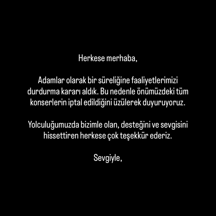 Hekimoğlu'nun bana kattığı en değerli gruplardan biri olan Adamlar grubu dün itibariyle dağıldıklarını açıkladı.

ülke en kaliteli rock gruplarından birini kaybetti, üzücü...

youtube.com/watch?v=yIqb2f…