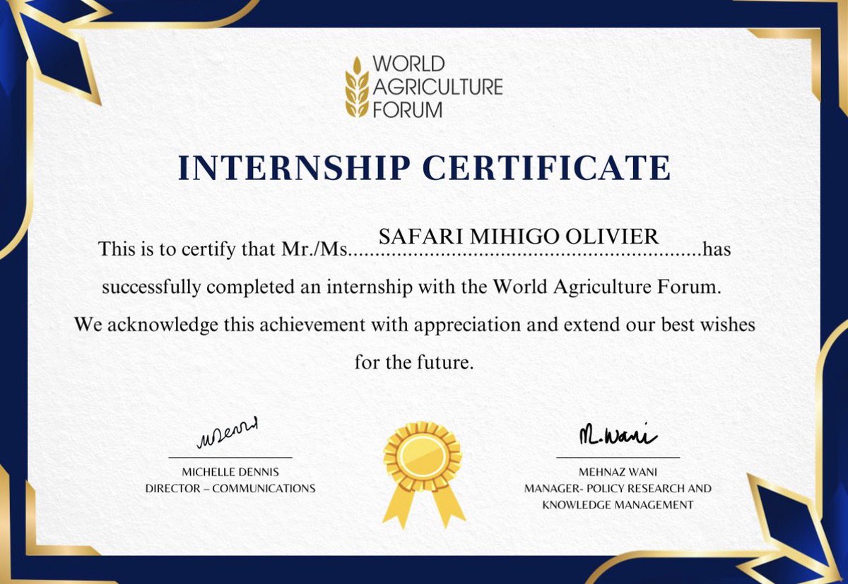 IrMihigo's tweet image. 🎓 Fier d’avoir complété mon stage avec le World Agriculture Forum (WAF) 🌍.
Un parcours enrichissant qui a abouti à une recherche sur les combustibles alternatifs durables et l’agriculture résiliente en RDC.
#WAF #Research #RDC #Sustainability