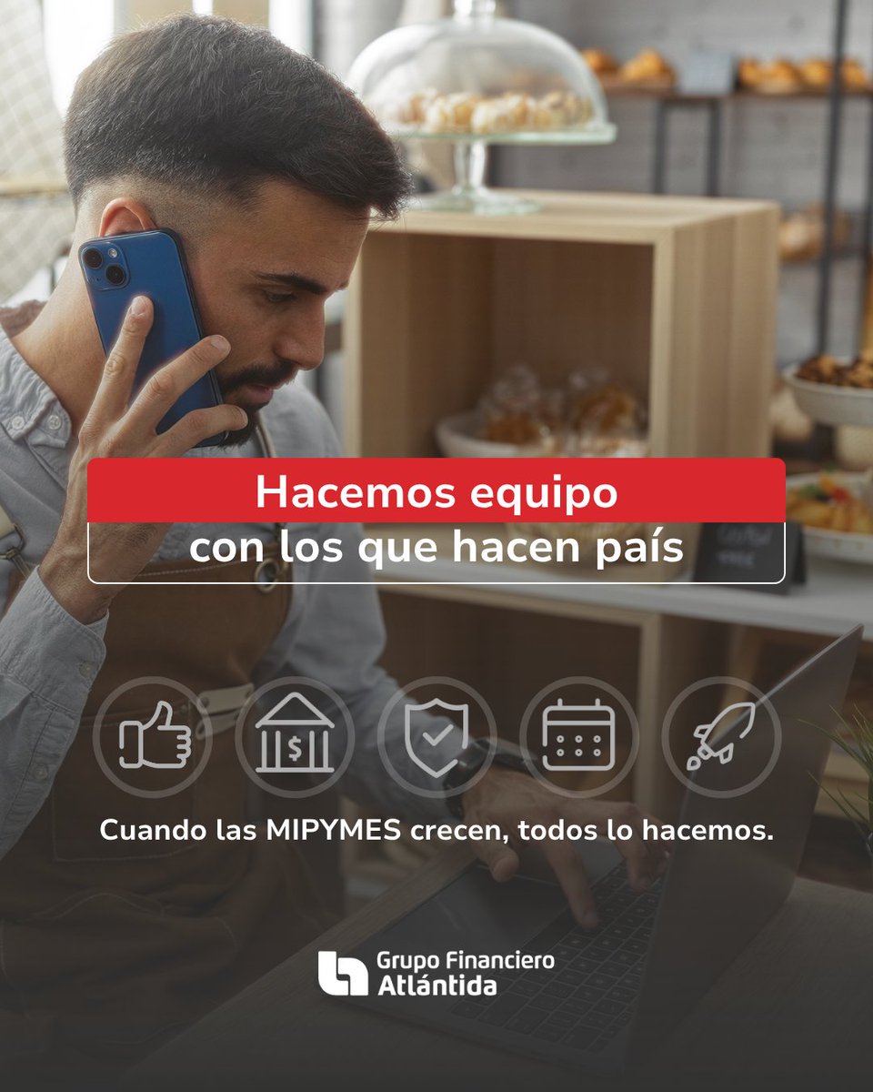 Las MIPYMES generan el 70% del empleo en Centroamérica. Con <a href="/bancatlan/">Banco Atlántida</a>, @segatlantida, @crediprime_ y <a href="/AtlantidaCap/">Atlántida Capital, S.A.</a> impulsamos su desarrollo con financiamiento, protección de activos, créditos ágiles y asesoría en inversiones. Soluciones para potenciar el crecimiento empresarial.
