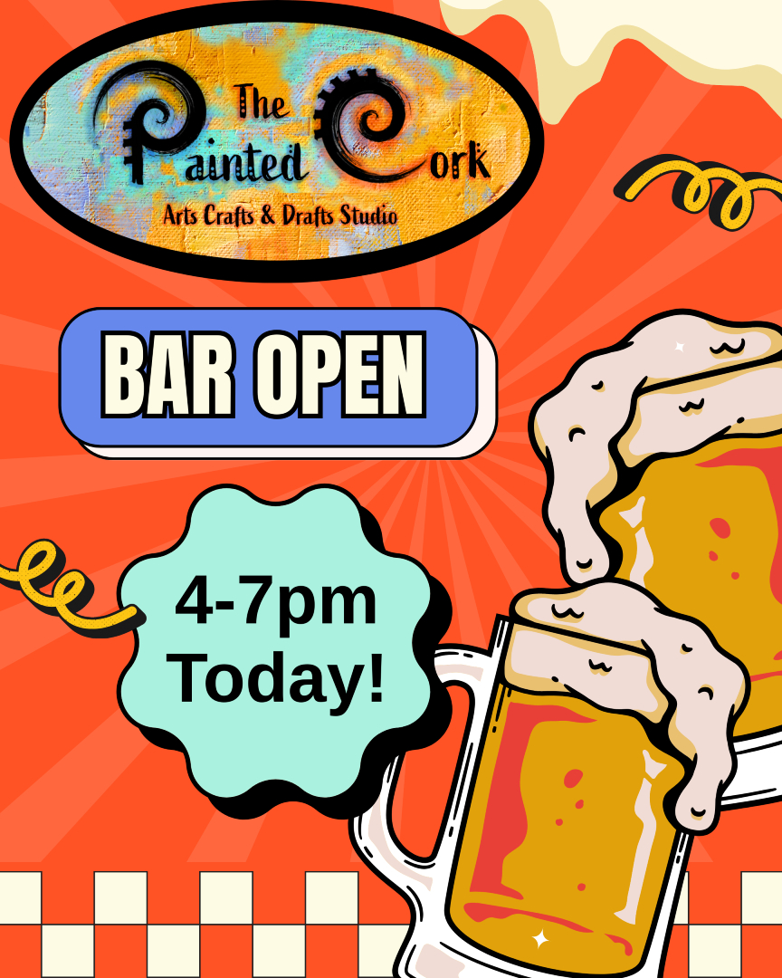ThePaintedCork's tweet photo. Hey! Did you know the Painted Cork is also a bar with house-made pizza on the menu?
We're Open 4-7pm Today!

Hang out with the awesome artists, enjoy some local beer and some dang good pizza made by the lovely owner, Kim! https://t.co/iYmBKSAN3D