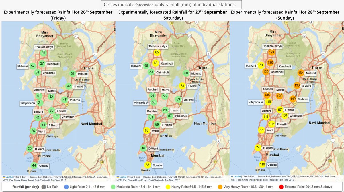ClimateIITB's tweet photo. 🌧️#Mumbai likely to witness moderate rainfall today which is expected to increase heavily by Sunday. Plan accordingly.
Visit 👉https://t.co/b2KMRSqXnk

We bring you experimental daily rainfall forecasts for Mumbai, supported by HE-IITB Innovation Lab @HDFCERGOGIC 

#MumbaiRains https://t.co/8gmwbENu9w