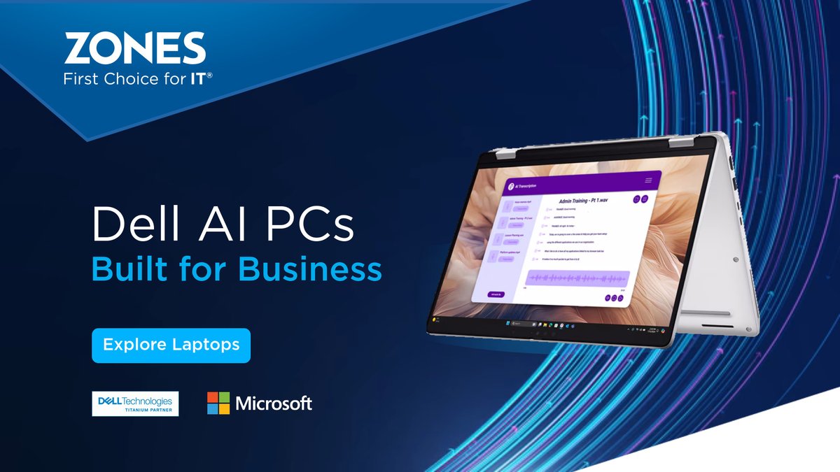 Zones's tweet image. Work smarter, faster, and more securely with Dell AI PCs.
Powered by Intel® and Windows 11, these premium devices deliver enterprise-grade protection, seamless collaboration, and flexibility.
Explore Dell AI PCs: hubs.li/Q03J_bJV0
#DellPro #AIpowered #SustainableTech
