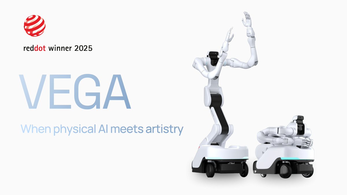 DexmateAI's tweet image. VEGA won Red Dot 2025 🔴

When physical AI meets world-class design ✨

Incredibly proud of the team for proving that robotics can be both powerful and refined. This is what happens when you refuse to compromise on craft.

#reddot #Design #Robotics  #PhysicalAI